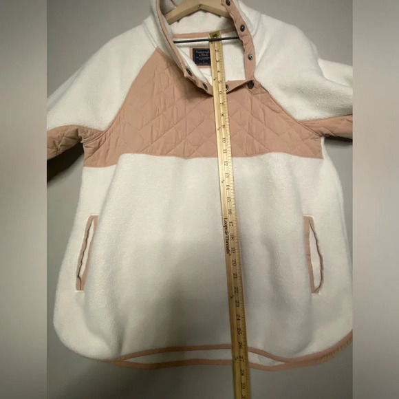 Abercrombie & Fitch Fleece Pullover large cream blush warm cozy pockets - Picture 7 of 7